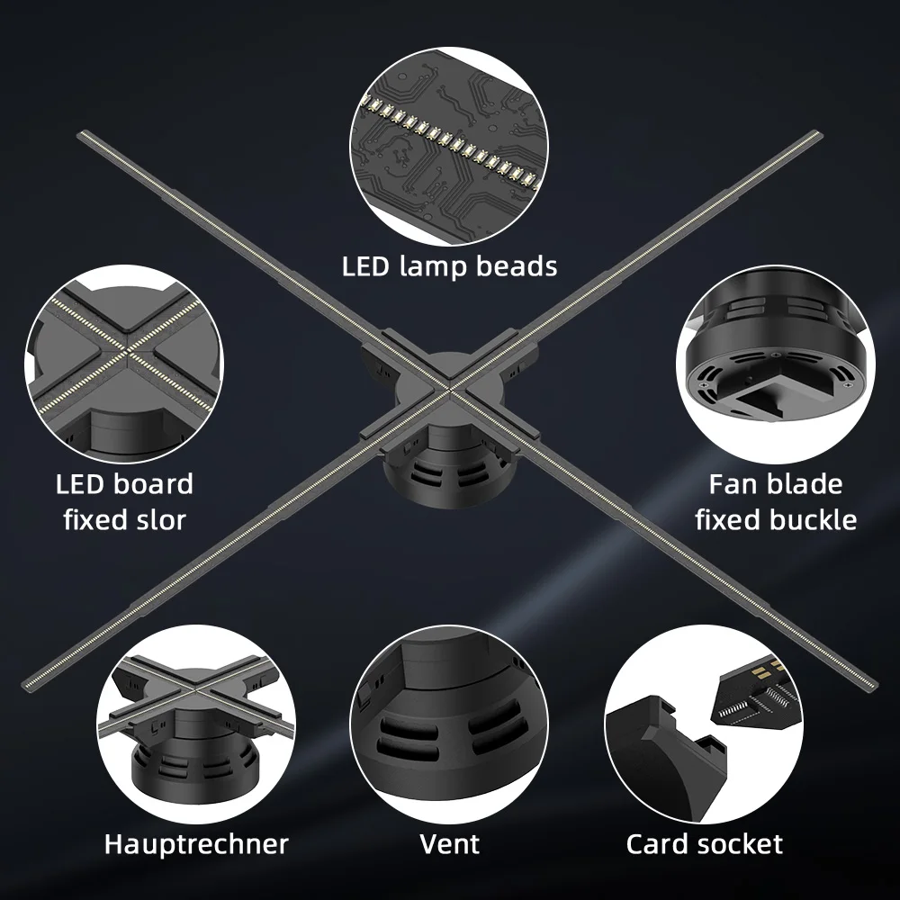 100CM OEM Naked Eye Stereo 3D LED Hologram Advertising Fan Outdoor Indoor Education App Control Viewing Angle 178 1600x1184