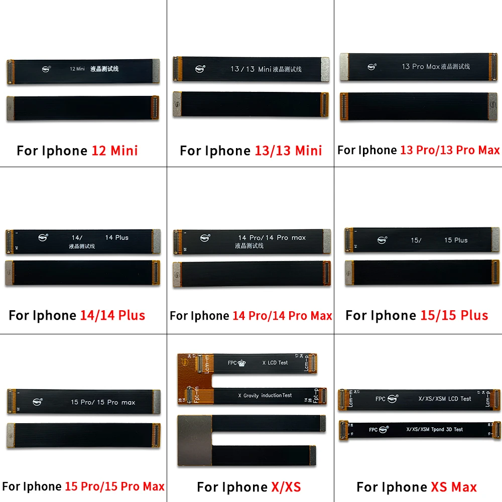 Touch Screen LCD Display Test Flex Cable For Iphone 15 14 13 12 Pro Max X XR XS Max 8 Plus / For IPhone 12 Mini 14 Plus