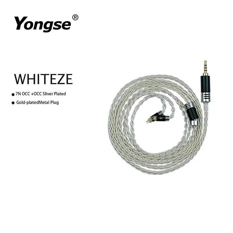 

Yongse Whiteze HIFI Headphone Upgrade Cable 8 Core Single Crystal Copper Plated with Silver Balance 0.78 MMCX 2.5/4.4 for IEM