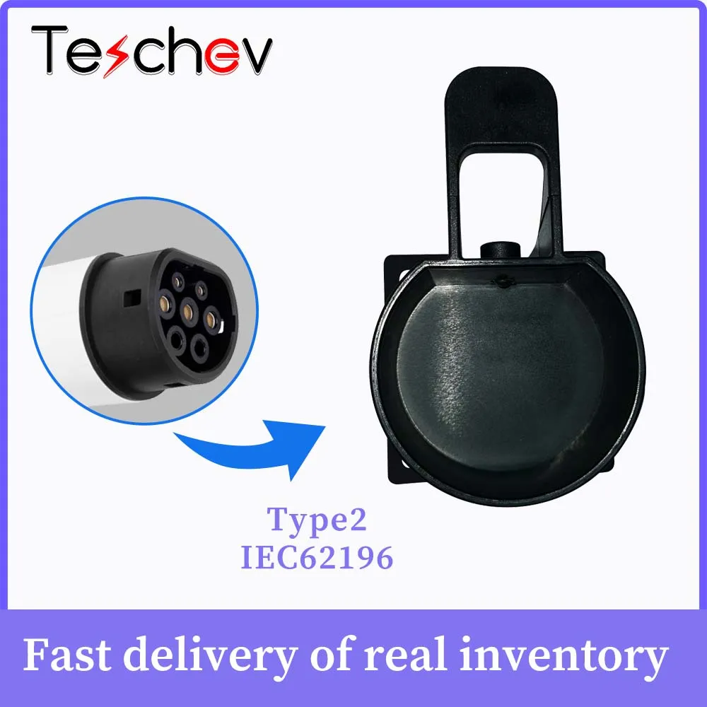 Teschev Electric Car Vehicle Charging Organizer Socket Type2 Type1 GB/T EV Charger Cable Holder Plug Wall Mount Bracket