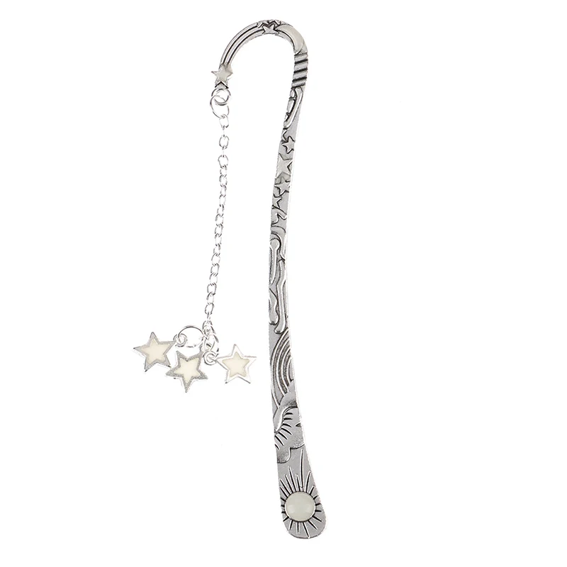 1/2pcs Luminous Moon Stars Bookmark Creative Vintage Retro Metal Book Marks Stationery