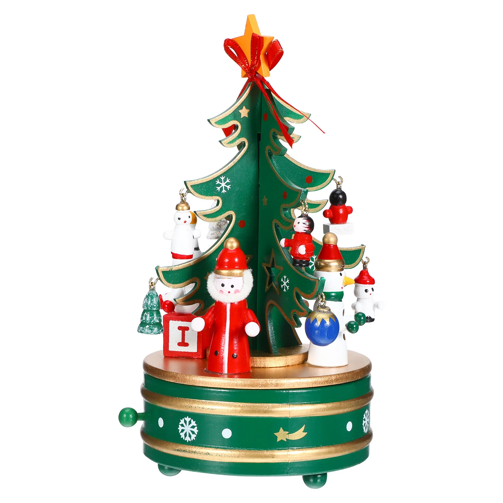 

1Pcs Wooden Christmas Tree Music Box Green Rotating Desktop Ornament Classic Christmas Decoration Gift Wooden Music Box