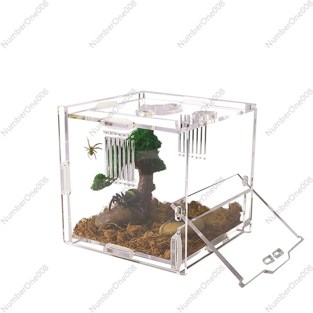 Acrylic Jumping Spider Feeding Box, Small Reptile Plexiglass Container Suitable for Small Reptiles