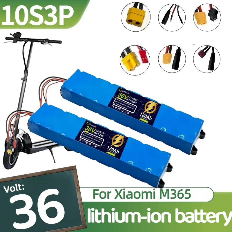 

10S3P 36V 120Ah 36V lithium battery pack⚡18650 lithium batterysuitable for Xiaomi M365 electric scooter battery+42V charger
