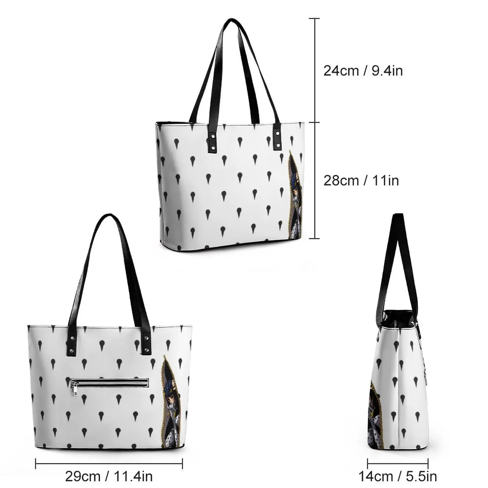 Bruno Bucciarati Handbags Jojos Bizzare Adventures Pocket Tote Bag Modern PU Leather Shoulder Bag Lady Office Print Shopper Bags