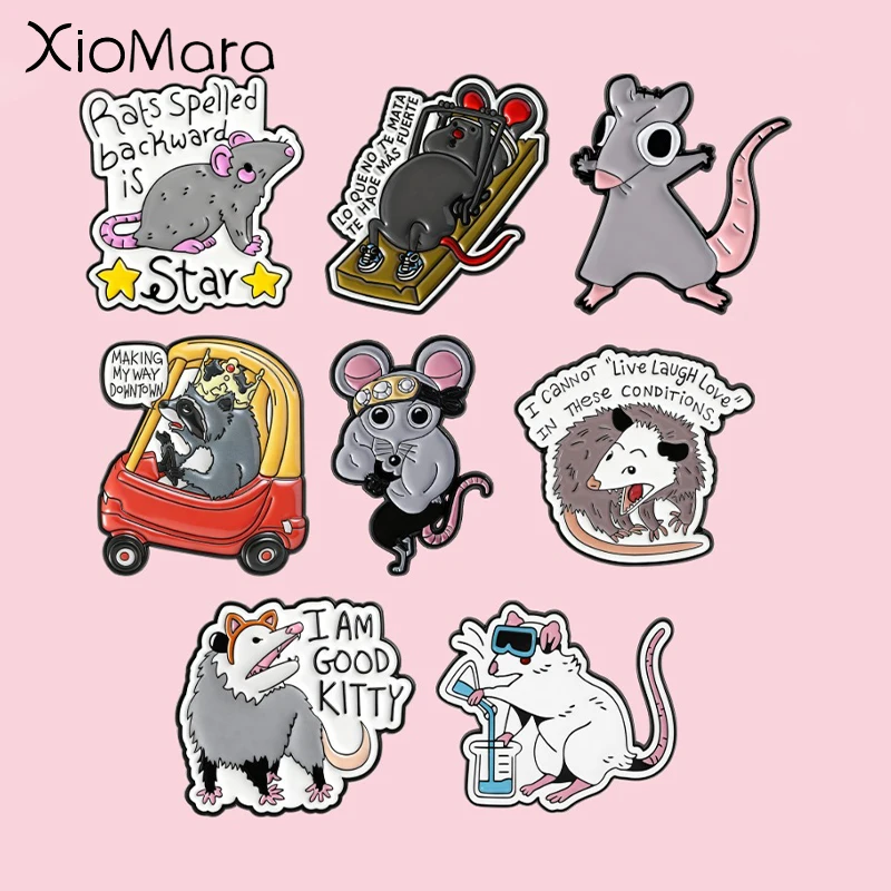 Cute Mouse Brooch Zinc Alloy Enamel Material, Fun Animal Badge, Unisex Design, Daily Casual Social Accessory