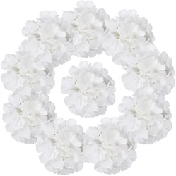 10Pcs Artificial Hydrangea Flowers White Heads with Stems Faux Hydrangea Real Touch for Home Decor Wedding