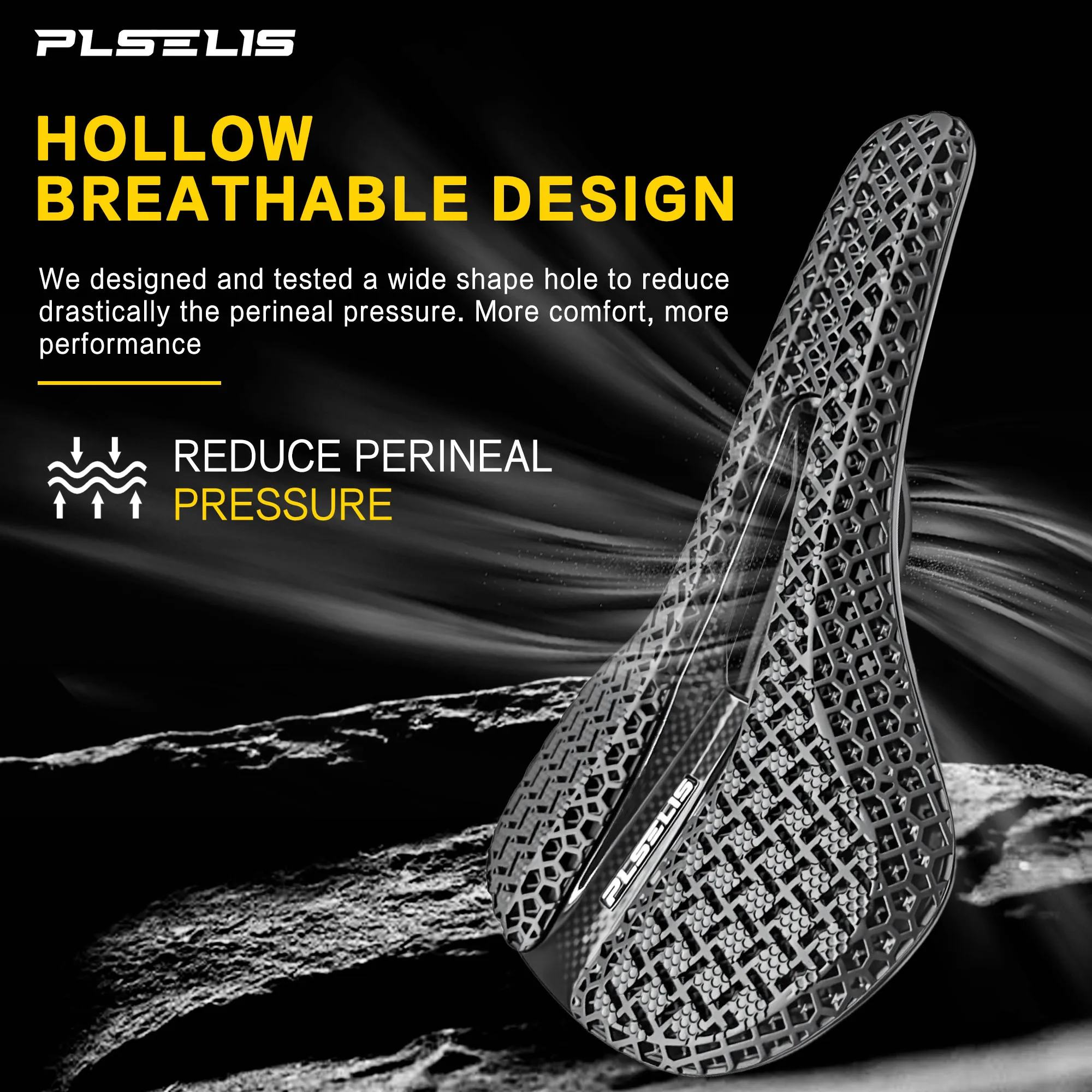 Plselis Vollcarbon-Sitzkissen, 3D-gedrucktes Sitzkissen, Rennrad-Sitzkissen, Fahrrad-Sitzkissen, Ergonomie PS-GLAXY