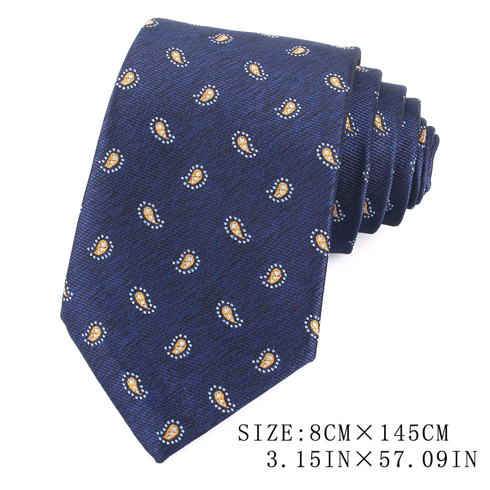 Navy Blue Men Ties Suits Men\'s Neck Tie For Wedding Necktie For Groomsmen Fashion Floral Paisley Ties For Men Women Good Gifts