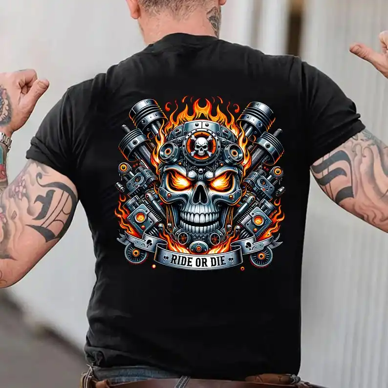 

Diseño de sublimación PNG de Ride Or Die, Calavera motociclista PNG, Hell Rider Png, Diseño calavera llameante, Motociclis