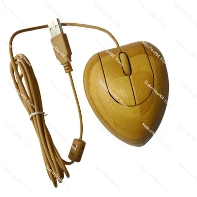 Full Bamboo Heart-Shaped Usb Mouse Desktop Notebook Wired Bamboo Wood