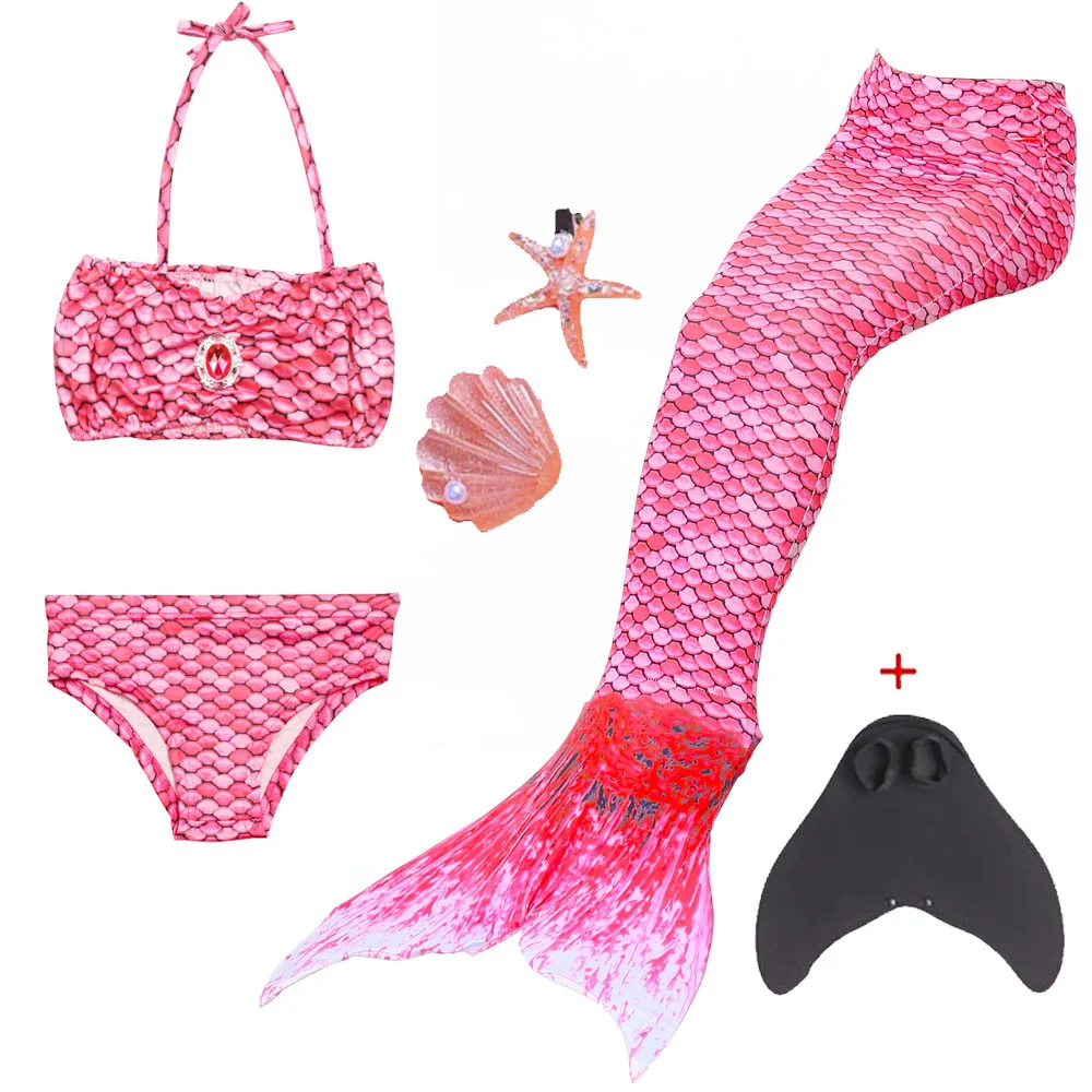 2024 Mermaid Tail for Girls Swimsuit Children Bathing Beach Swimable Bikini Mermaid Costume Can Add Monofin Swimwear Cloth gift