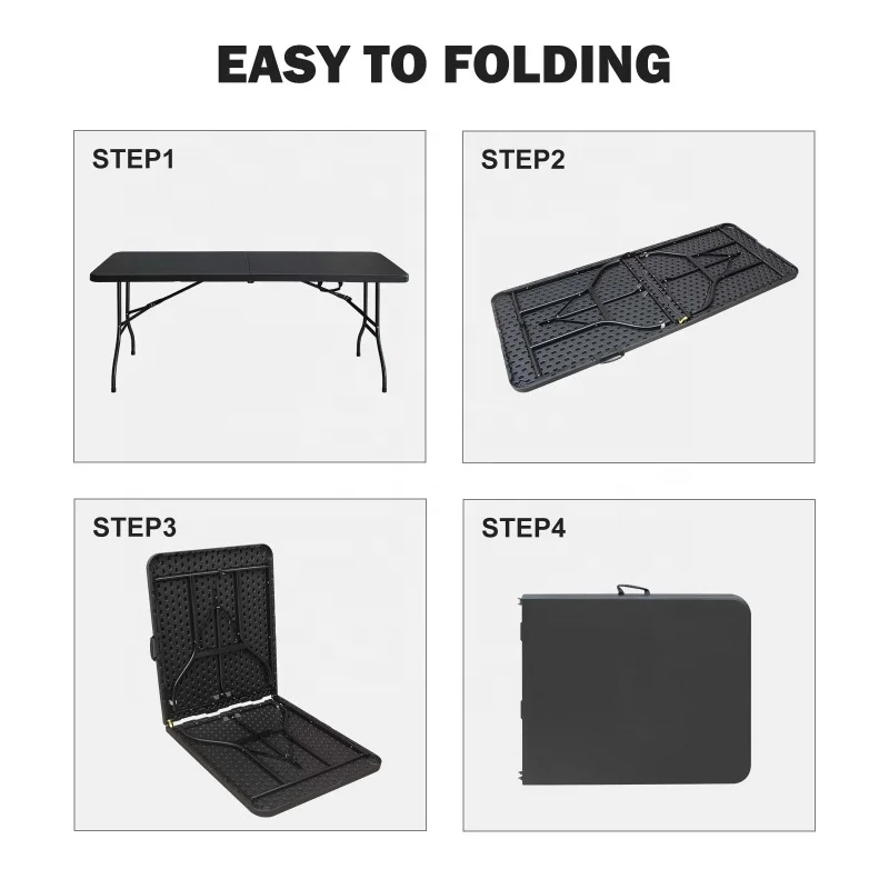 Portable 6ft Plastic Folding Table for Outdoor High Load Bearing for Camping Picnics Parties Modern Design for Warehouse Use