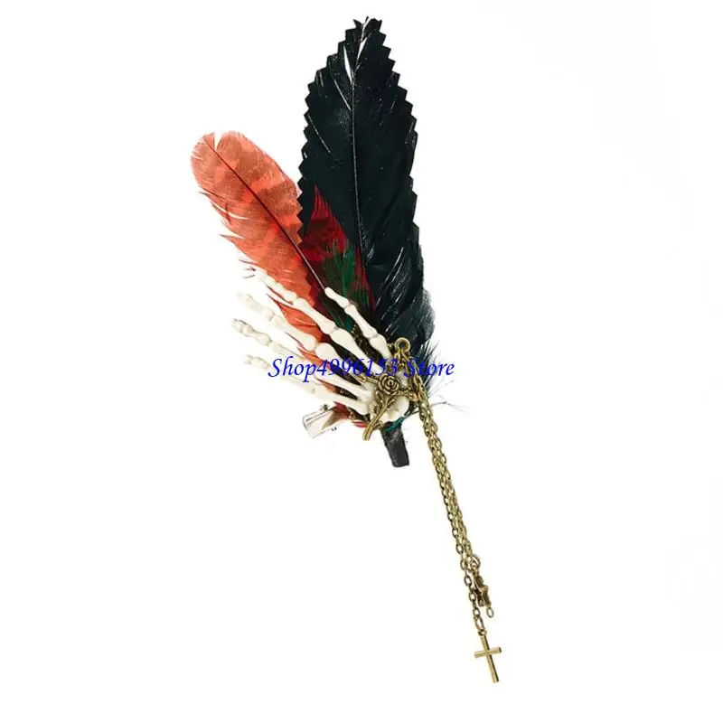 Q0Ke Quastenkette Brosche Kragen Pins Punk Gothic Revers Pins Anzug Stiftungen