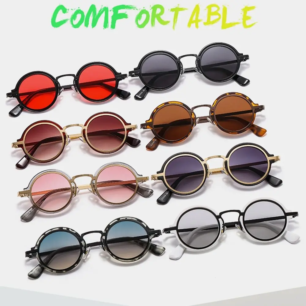 Round Frame Punk Style Sunglasses Hip-Hop UV Protection Metal and PC Hybrid Frame Sun Glasses Metal Frame Shades for Women & Men