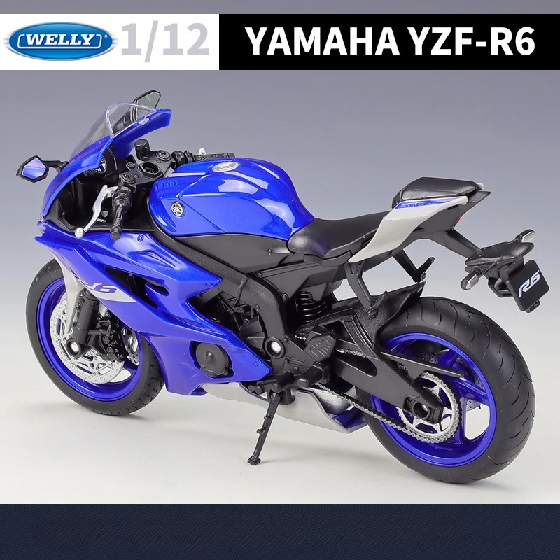 WELLY 1:12 ياماها 2020 YZF-R6 نموذج دراجة نارية ثقيلة دييكاست لعبة سيارة الأطفال الصبي هدية مجموعة مصغرة Voiture