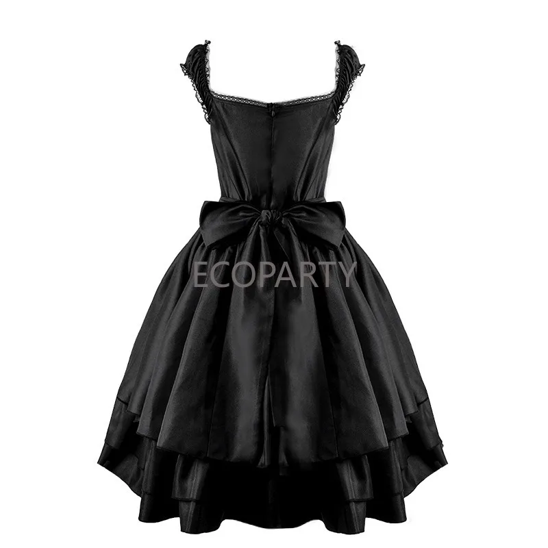 

2023 New Medieval Renaissance Gothic Women's Dress Rope High Waist Slim Fit Bowtie Performance Dress Large Swing Skirt Cosplay