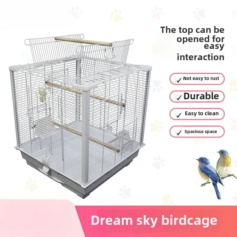 Gaiola de pássaro de papagaio de luxo grande peônia pele de tigre propund phoenix pássaro interativo papagaio transparente ornamental b