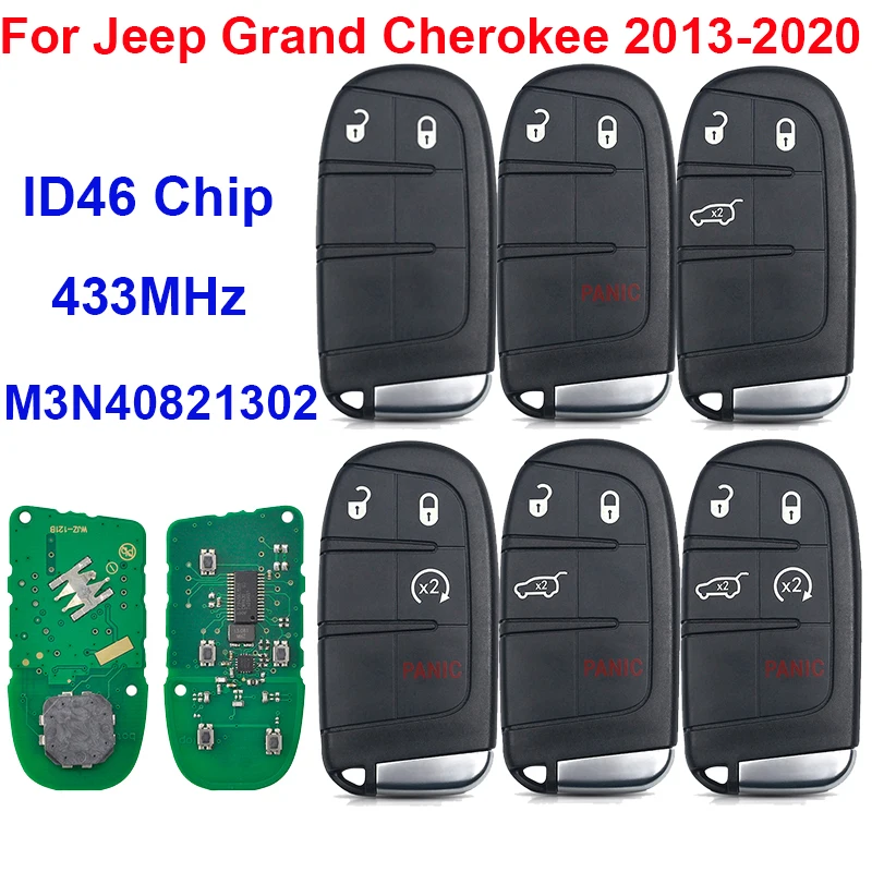 

CN086042 2/3/4/5 Button Smart Remote Key Fob For Jeep Grand Cherokee 2013-2020 Keyless Entry 433MHz ID46 PCF7945 M3N40821302