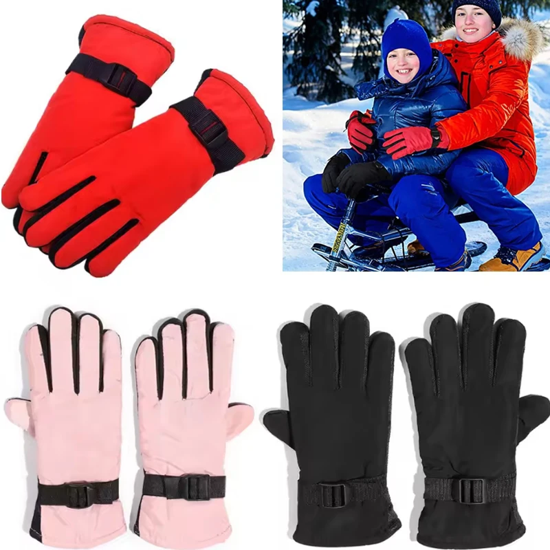 ถุงมือเด็กสำหรับฤดูหนาว กันหิมะ อุ่นสบาย สำหรับเด็กชายและเด็กหญิง เล่นสกี สโนว์บอร์ด กันลม กันน้ำ หนาพิเศษ ให้ความอบอุ่น ใส่สบายในฤดูหนาว