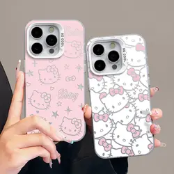 Sanrio Hello Kitty Cool Full Screen KT Phone Case For iPhone 16 15 14 13 Pro Max 11 12  Pro XR XS MAX Y2K Lovely Anti Fall Cover