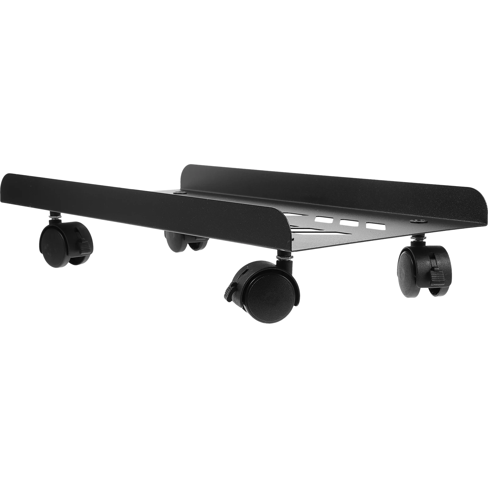 

Black Computer Tray Stand Wheels for PC Tower CPU under Desk Rolling Trolley Sturdy Compatible Heavy Duty Steel