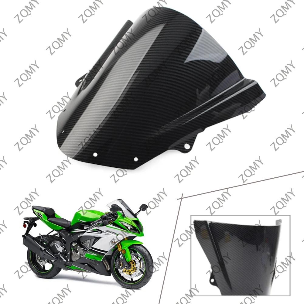 

New Black Carbon Fiber ABS Motorcycle Windscreen Windshield Wind Shield for Kawasaki ZX6R 636 2009-2022 For ZX10R 2008-2010