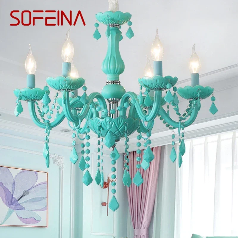 

SOFEINA Green Crystal Pendent Lamp Art Candle Lamp Children's Room Living Room Restaurant Bedroom Cafe Clothing Store Chandelier