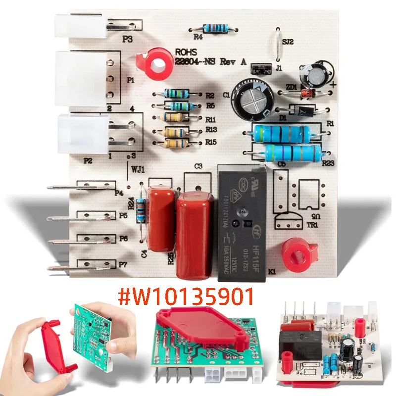 

Refrigerator Electronic Defrost Control Circuit Board Fit For Whirlpool W10135901, AP6015576, PS11748857, WPW10135901, 2304143