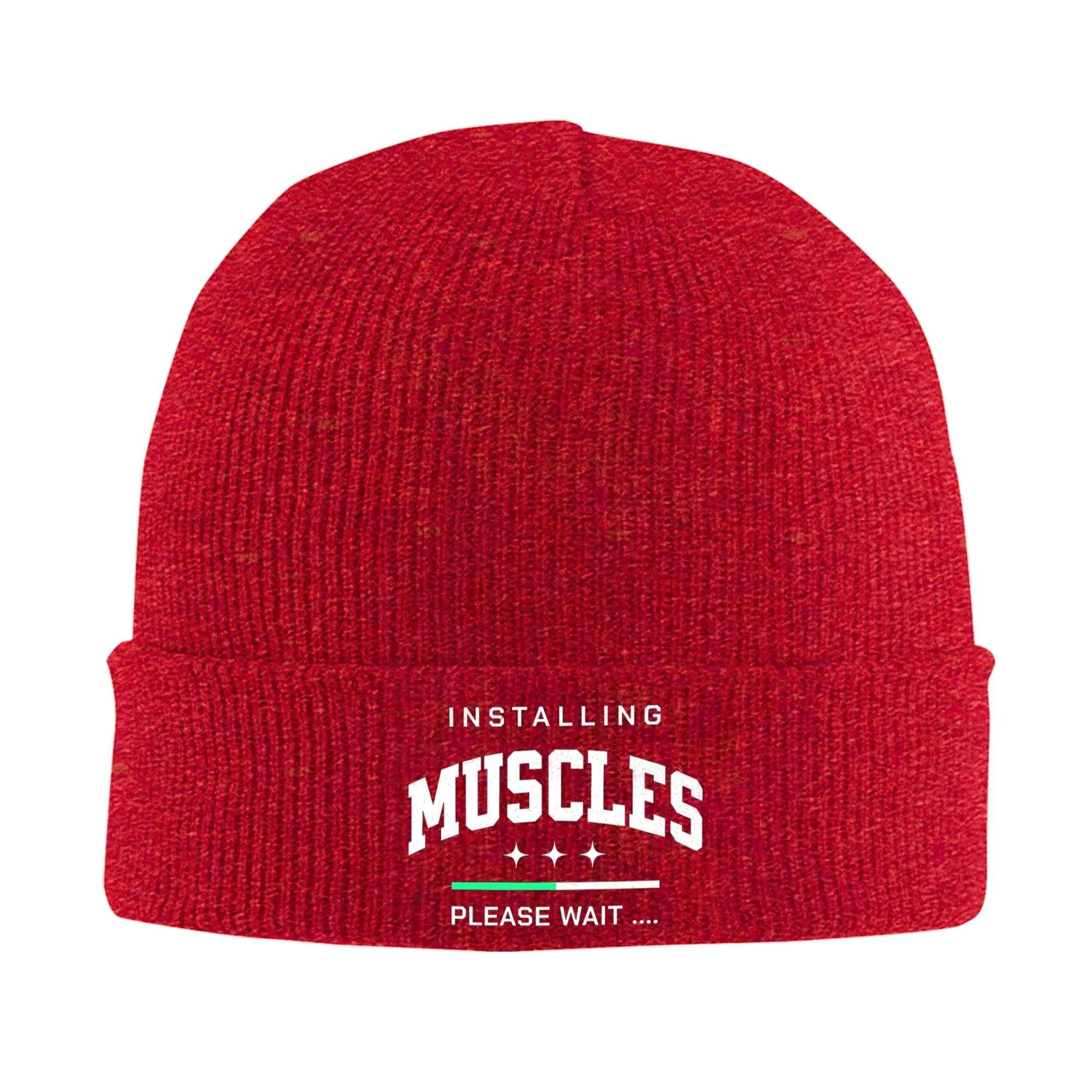 Installing Muscles Please Wait Loading Bar Gym Print Winter Skullies Beanies Hat Autumn Knitted Hats Bonnet Caps for Women Men