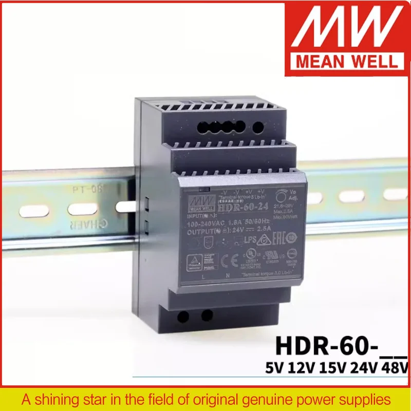 

MEAN WELL power supply HDR-60 HDR-60-5 5V HDR-60-12 12V HDR-60-15 | 15V HDR-60-24 | 24V HDR-60-48 | 48V 60W DC power supply
