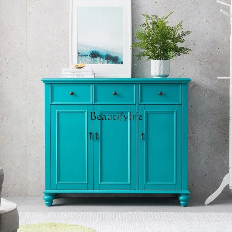 LS 04 خزانة أحذية خشبية صلبة ريفية أمريكية، خزانة تقسيم بهو بسيطة ذات سعة كبيرة