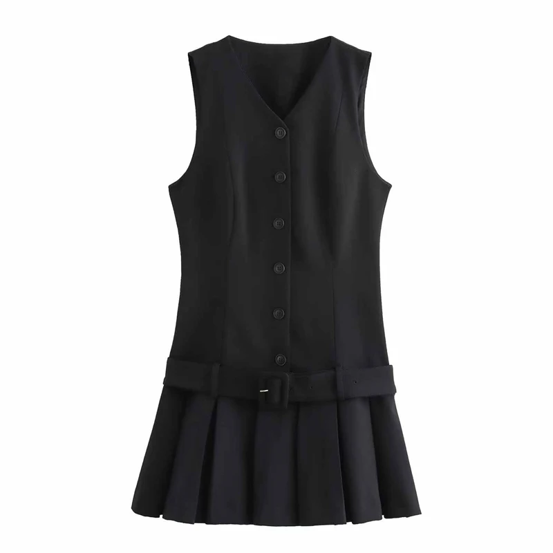 

French Fashion O-Neck Vest Dress Elegant Female Women Casual Office Lady Streetwear Clothing Short Dresss Simple Style