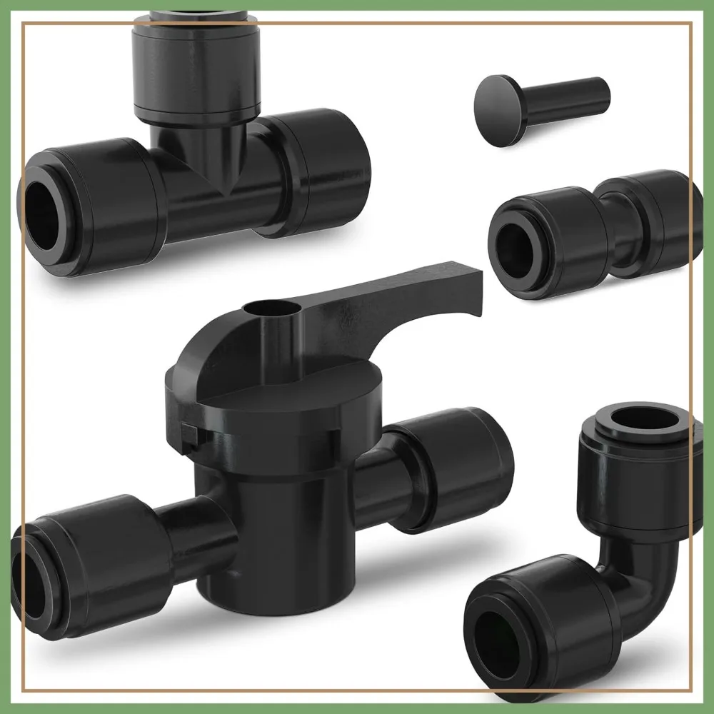 

45 Pcs 1/4" Drip Irrigation Quick Connect Kit, Leak Free Tubing Fittings, Easy Install Durable Connectors for 1/4 Inch Drip System