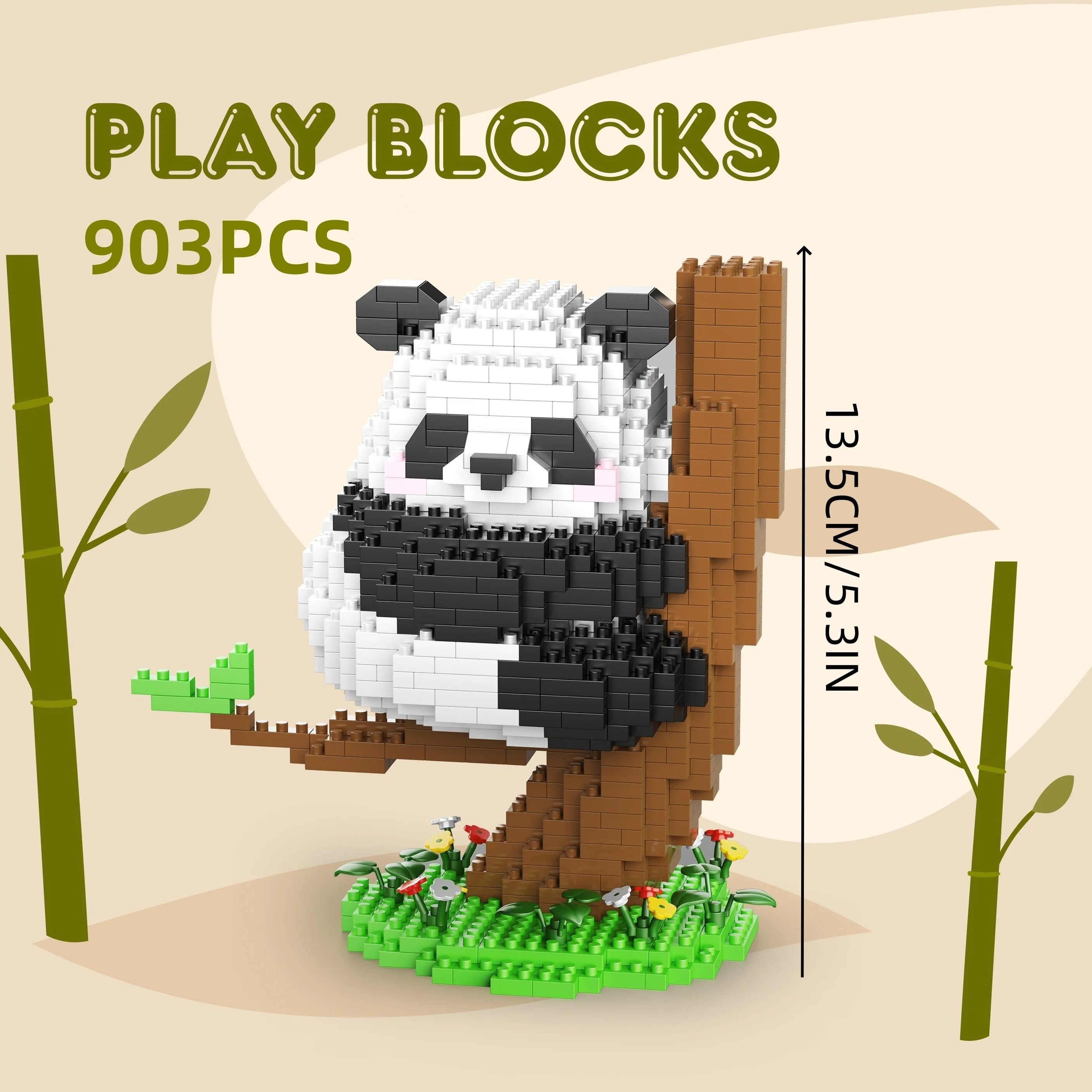 Juego de bloques de construcción de panda grande, adorables bloques de construcción de figuras de panda, juguete educativo de construcción para desarrollar habilidades prácticas
