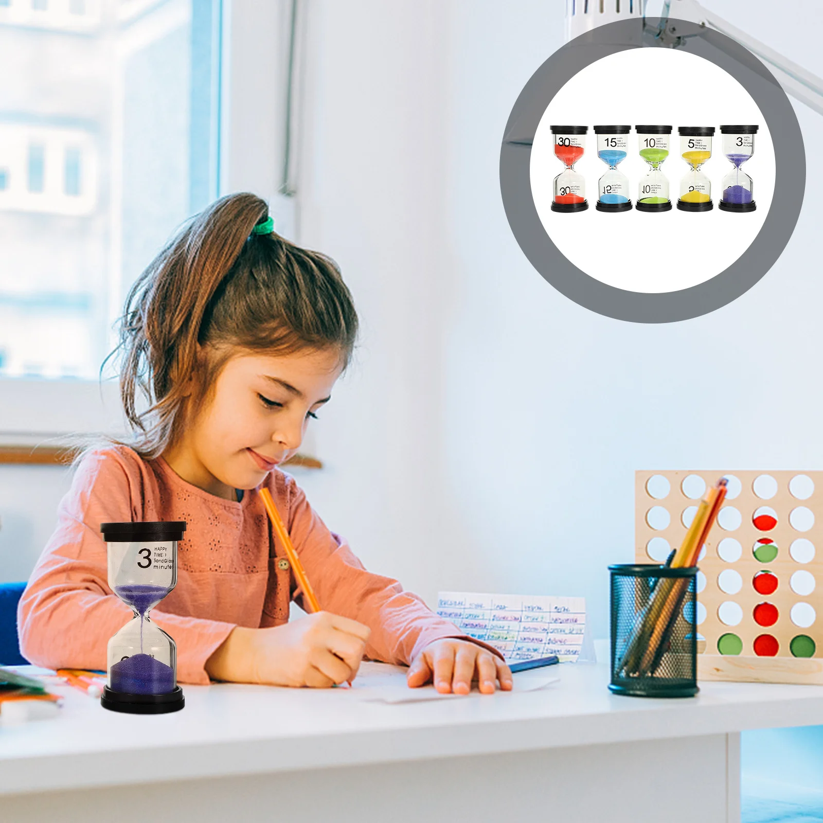 

5pcs Timer Sand Timer For Home Desktop Decor Creative Adornment Tooth Brushing Hourglass Gift Home Timing