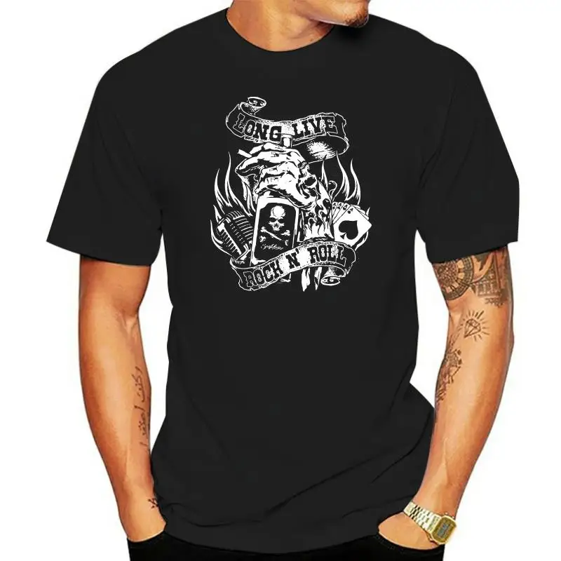 T-Shirt Long Live Rock N Roll Usa Hot Rod Oldschool Tattoo American Lifestyle More Size And Colors Tee Shirt