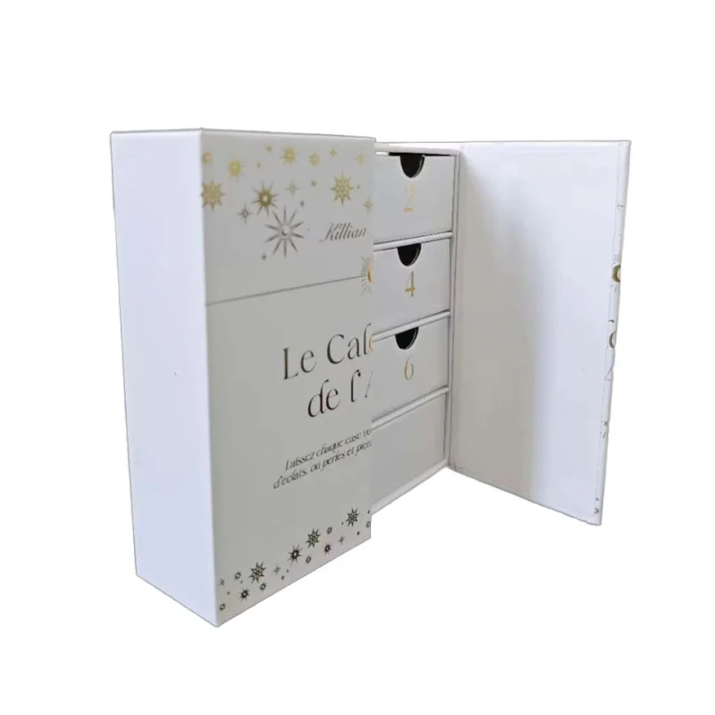 

2025customized.Cutout Advent Calendar Box 40*80*40mm Paper Inner Box Days Empty Skincare Calendar Perfume Bottle Dra