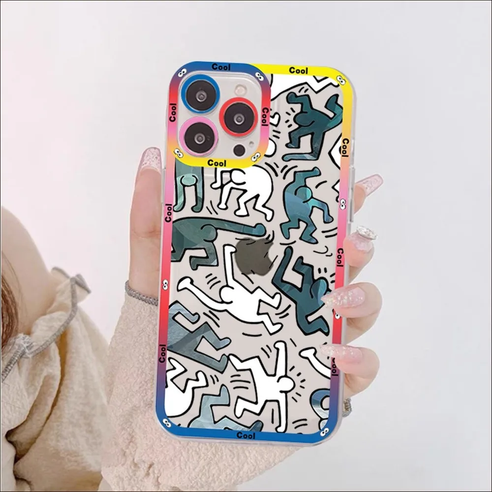 Graffiti K-Keith Art Abstract Phone Case For IPhone 11 12 13 14 Mini Pro Max XR X XS TPU Clear Case For 8 7 6 Plus SE 2020