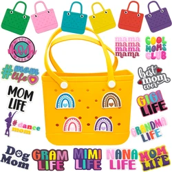 1PCS Women‘s Bag Charms Colorful Momlife Dog Mom PVC Bag Accessories for Tote Bag Fashion Style Women Handbag Decorations