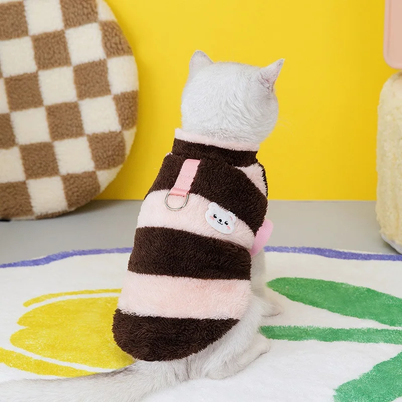 Hundekleidung Winter Gestreifter Herbst-Fleece-Hundemantel Warme Haustierweste Katzenbekleidung Chihuahua Französische Bulldogge Hundebekleidung Welpen-Pullover – Detail 21