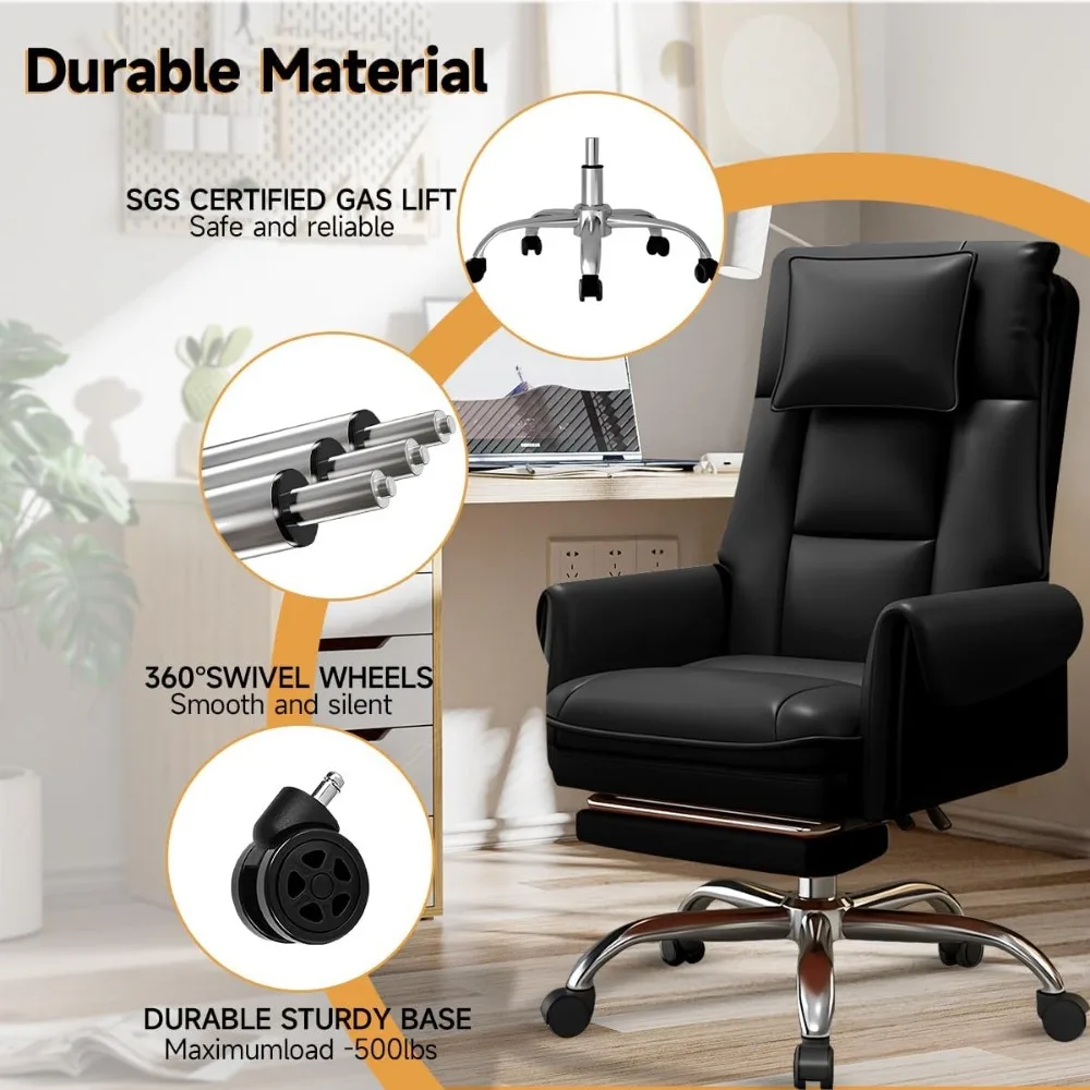 كرسي ألعاب كمبيوتر مريح عالي الظهر مع ارتفاع قابل للتعديل ومسند قدم قابل للسحب للاستخدام الثقيل