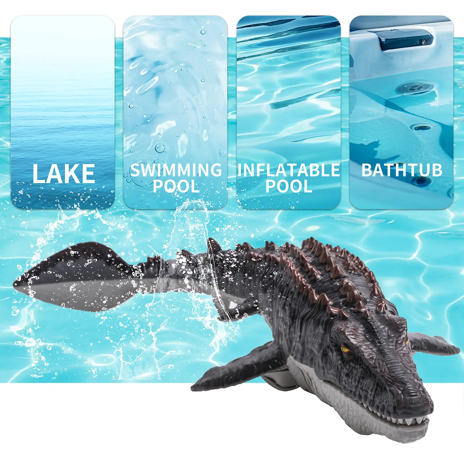 Rc mosasaurus dinossauro barco brinquedo 2.4ghz controle remoto elétrico água animal navio para crianças piscina ao ar livre verão meninos presente de aniversário