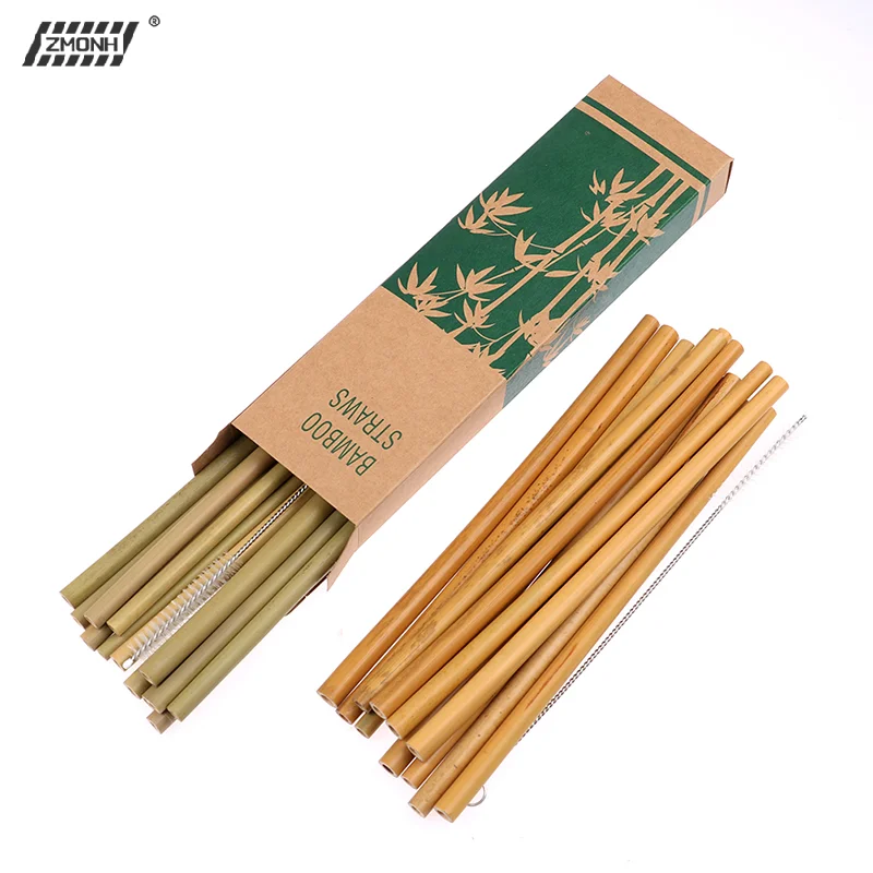 

[H]1pcs Bamboo Drinking Straws Eco-Friendly Party Kitchen With Clean Brush