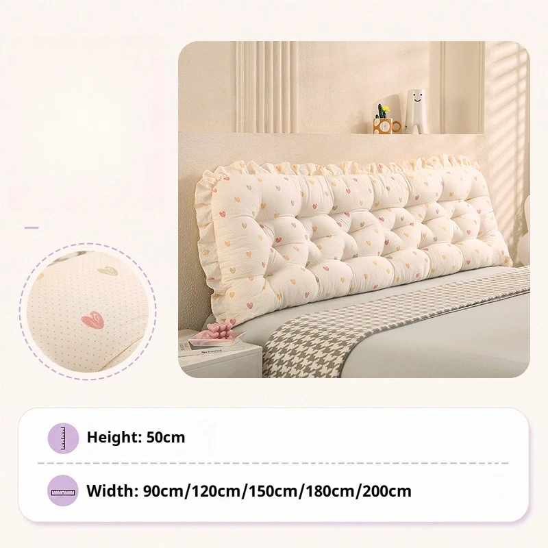 Korean Style Lace Brushed Bed Head Cushion Floral Print Waist Support Pillow Upholstered Bed Head Backrest Bedroom Decoration