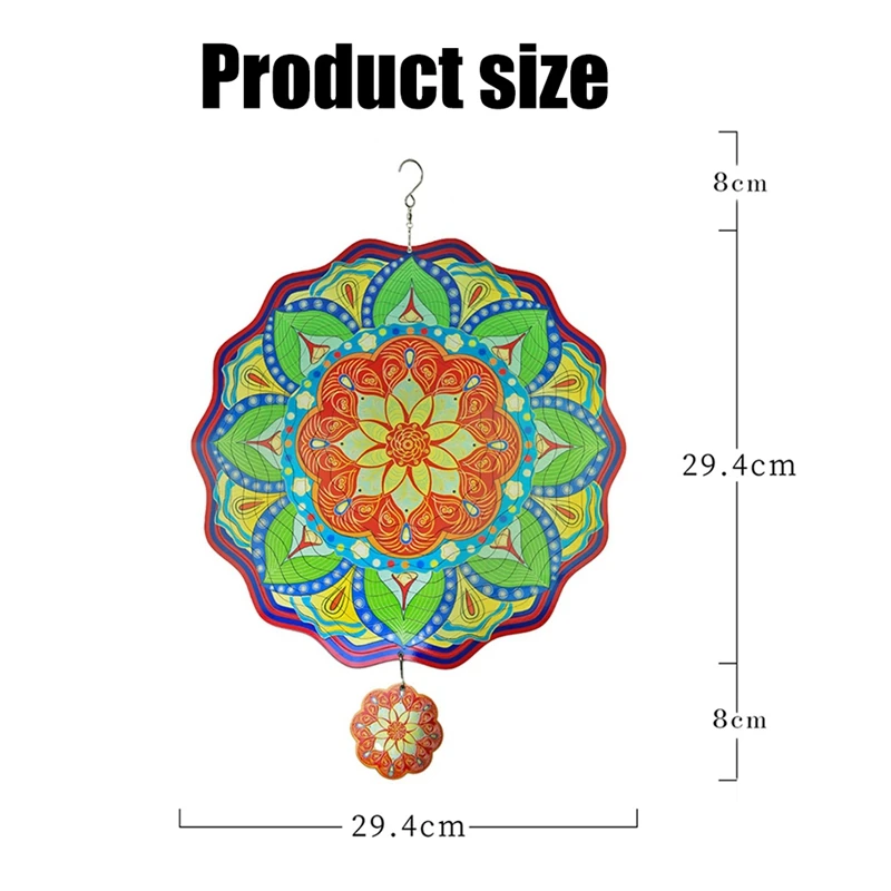 Edelstahl Wind Spinner Indoor Outdoor Garten Dekoration 11,6 Zoll mehrfarbige Mandala Wind Spinner Geschenk