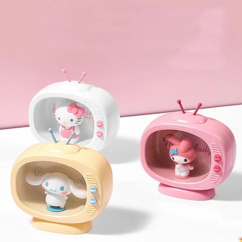 

MINISO для Kawaii, фигурка, ночник, моя мелодия, Hello Kitty, настольная модель телевизора, украшение, окружающий свет, подарок для девочек