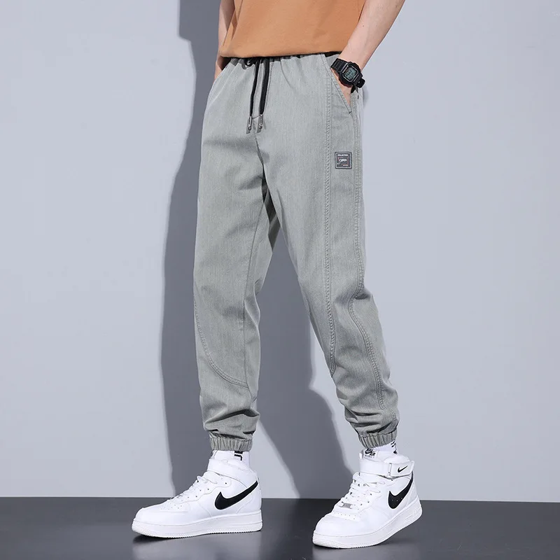 New Cotton Fashion Korean Pant Summer Men Casual Solid Color Drawstring Pants Loose Harem Sweatpants Trouser Male Clothing