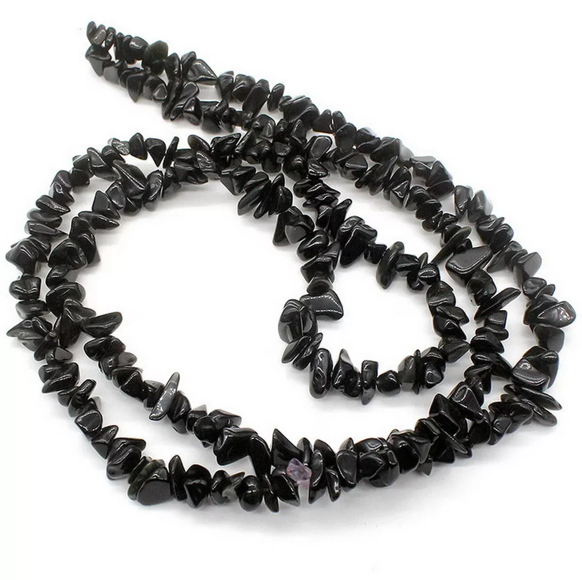 60 Inch Long Natural Irregular Black Jade Rubbly Jewelry Necklace