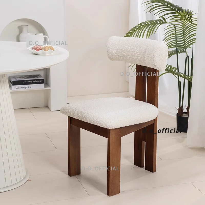 Solid wood dining chair modern cream small apartment backrest chair internet celebrity makeup stool desk chair